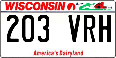 WI license plate 203VRH