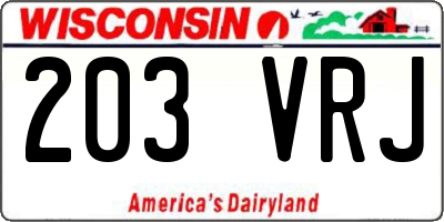 WI license plate 203VRJ