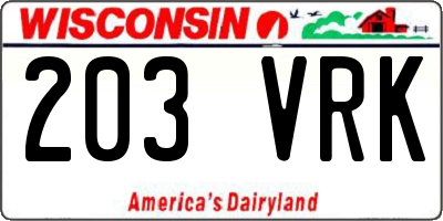 WI license plate 203VRK