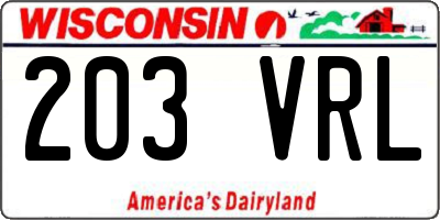 WI license plate 203VRL