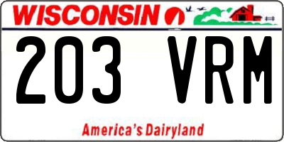 WI license plate 203VRM