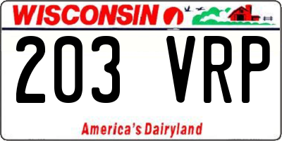 WI license plate 203VRP