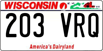 WI license plate 203VRQ