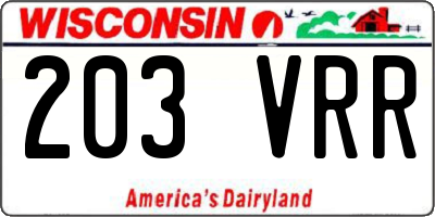 WI license plate 203VRR