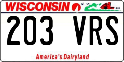 WI license plate 203VRS