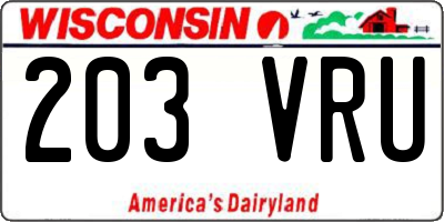 WI license plate 203VRU