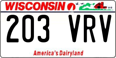 WI license plate 203VRV