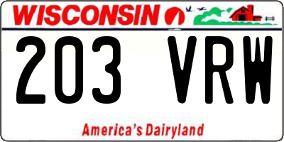 WI license plate 203VRW