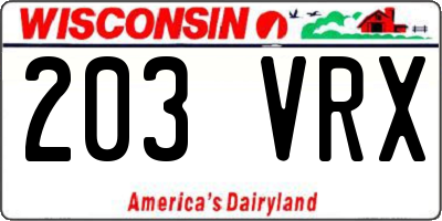 WI license plate 203VRX