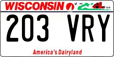 WI license plate 203VRY