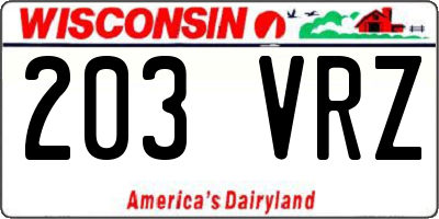 WI license plate 203VRZ