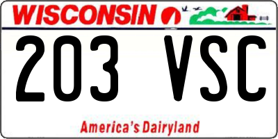WI license plate 203VSC