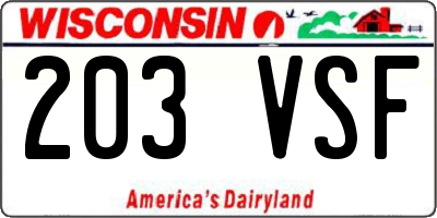 WI license plate 203VSF