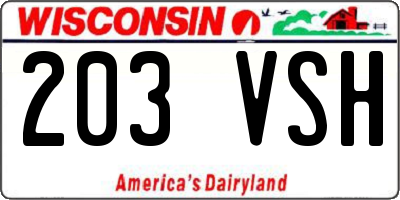 WI license plate 203VSH