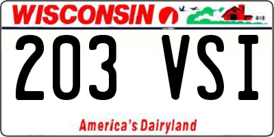 WI license plate 203VSI