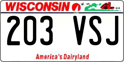 WI license plate 203VSJ