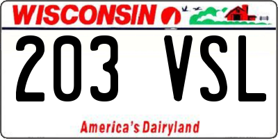 WI license plate 203VSL