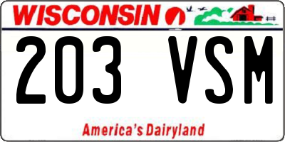 WI license plate 203VSM