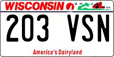 WI license plate 203VSN