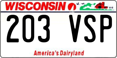 WI license plate 203VSP