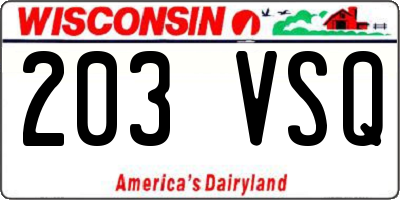 WI license plate 203VSQ