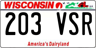 WI license plate 203VSR