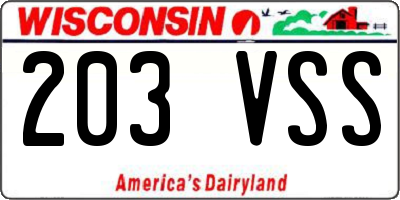 WI license plate 203VSS
