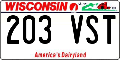 WI license plate 203VST