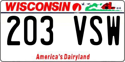 WI license plate 203VSW
