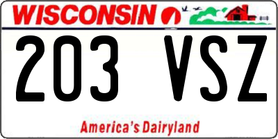 WI license plate 203VSZ