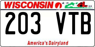 WI license plate 203VTB