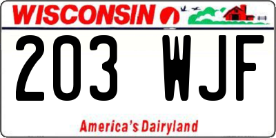 WI license plate 203WJF