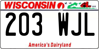 WI license plate 203WJL