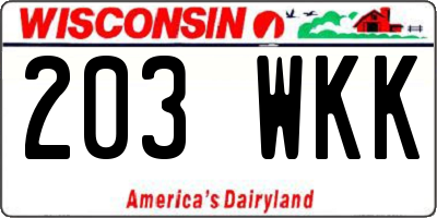 WI license plate 203WKK