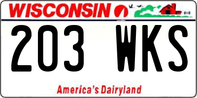 WI license plate 203WKS