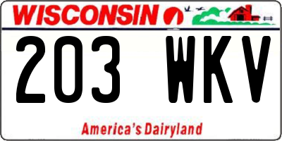 WI license plate 203WKV