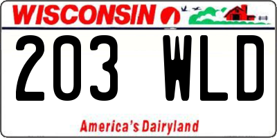 WI license plate 203WLD