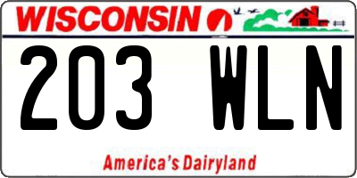 WI license plate 203WLN