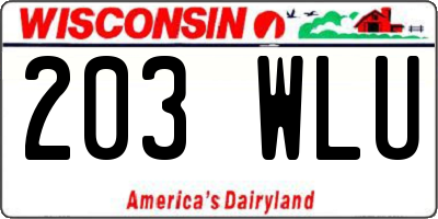 WI license plate 203WLU