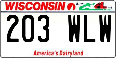WI license plate 203WLW