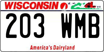 WI license plate 203WMB