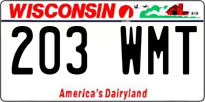 WI license plate 203WMT