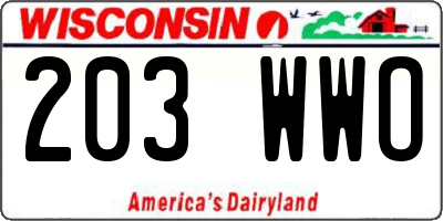 WI license plate 203WWO