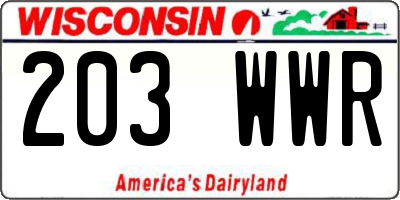 WI license plate 203WWR