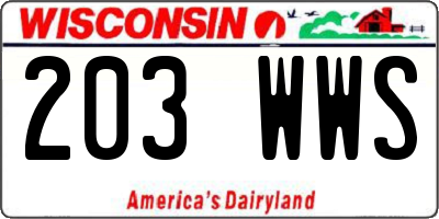 WI license plate 203WWS