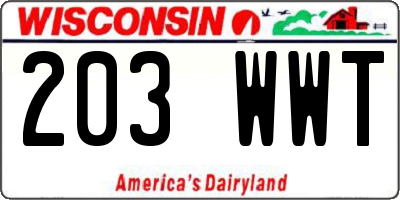 WI license plate 203WWT