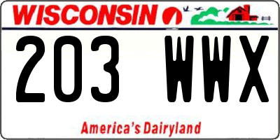 WI license plate 203WWX