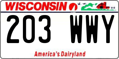 WI license plate 203WWY