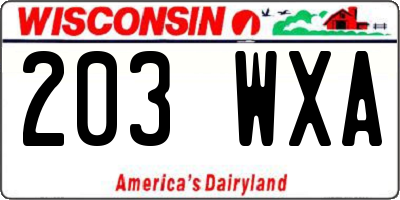 WI license plate 203WXA