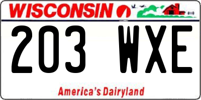WI license plate 203WXE